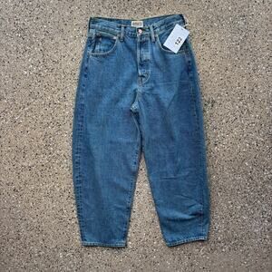 Etica Denim Cassel Ultra High Barrel Jeans Women's Size 28 Bluestone Retro